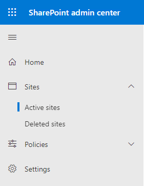 SharePoint Admin Center Active Sites