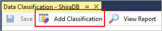 Screenshot showing the top menu with the Add classification option called out.