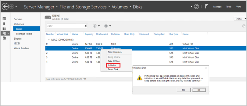 initialize disks