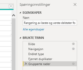 Skjermbilde av dialogboksen Spørringsinnstillinger.