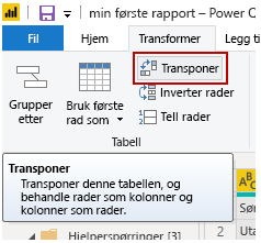 Skjermbilde av Transponer-knappen