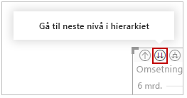 Skjermbilde av knappen Gå til neste nivå i hierarkiet.