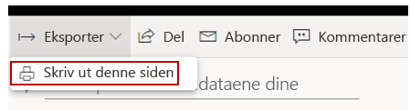 Skjermbilde av alternativet Skriv ut denne siden.