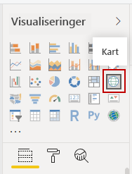 Bilde av Kart-knappen i ruten Visualiseringer.