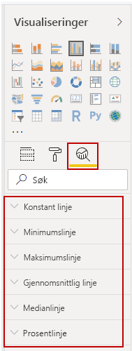 Bilde av Analyse-ruten under ruten Visualiseringer.