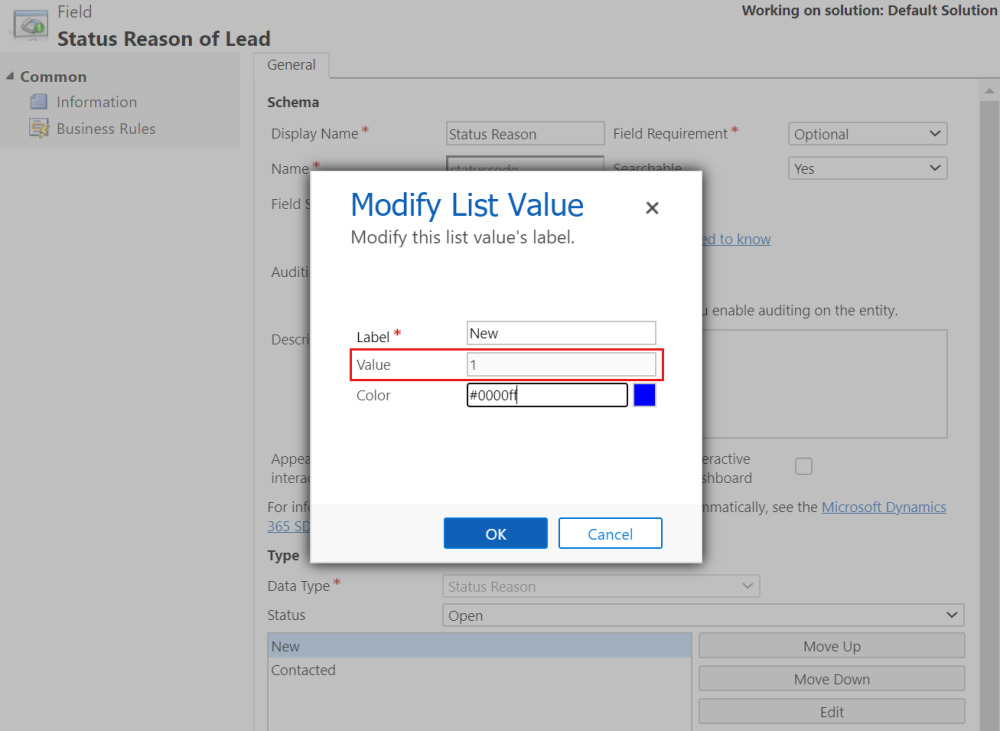 See the status code of the Lead entity.