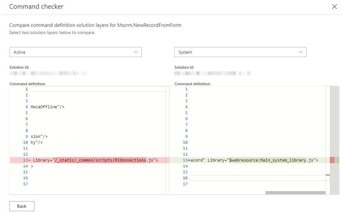 Screenshot shows an example where the Library value is different.