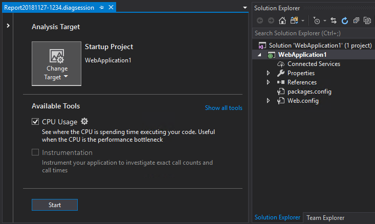 CPU Usage Tool in Performance Profiler