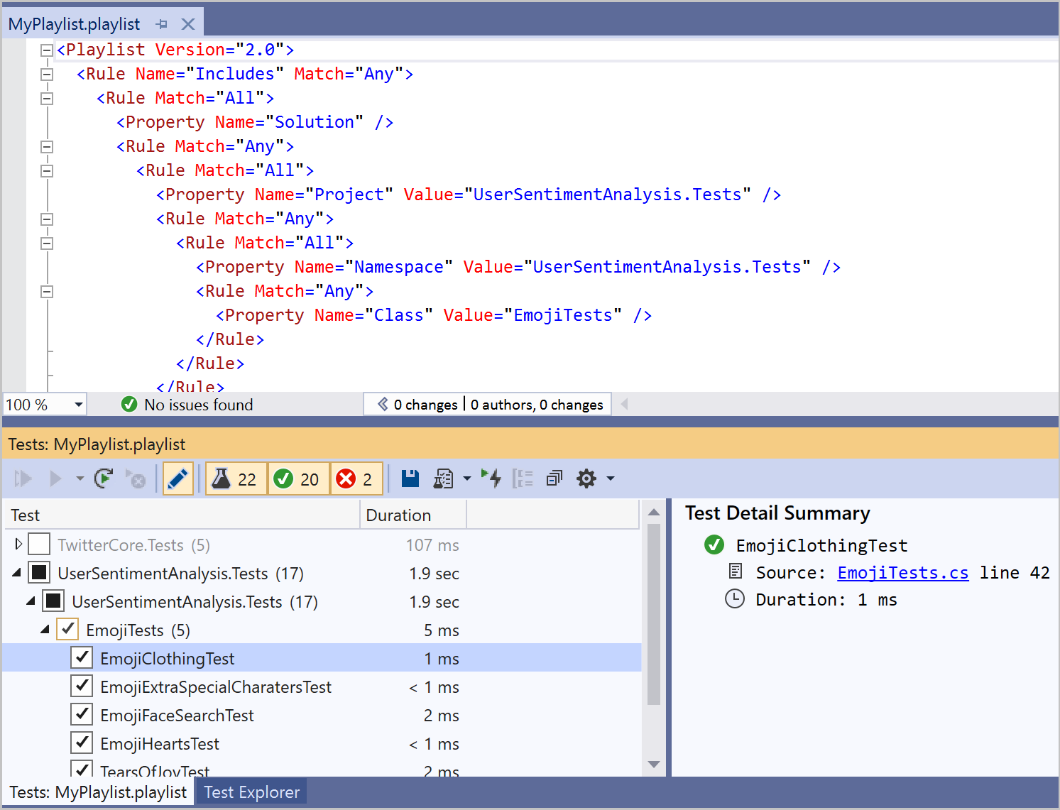 Screenshot that shows the contents of a playlist XML file.