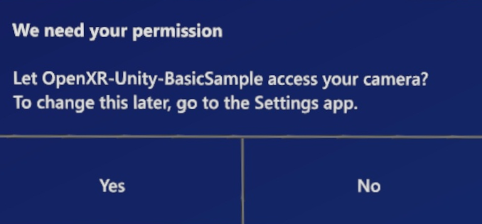 Camera Permissions Dialog