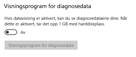 Plassering for å deaktivere datavisning.