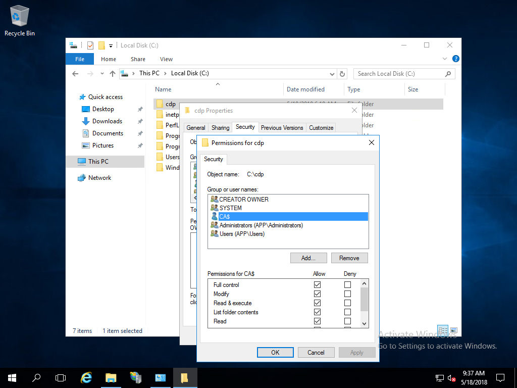 CDP NTFS Permissions.