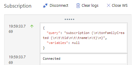 Schermopname van de WebSocket-verbinding in de portal.