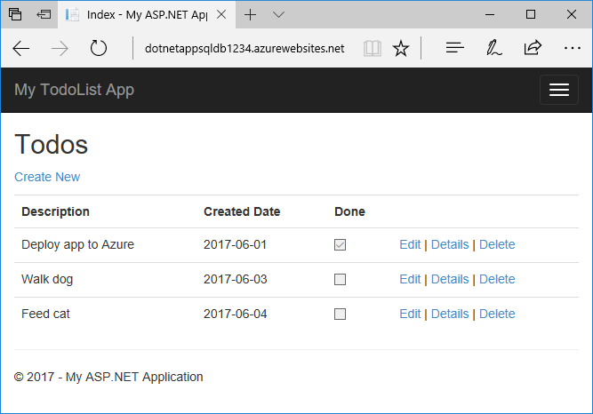 Azure-app na Code First Migration