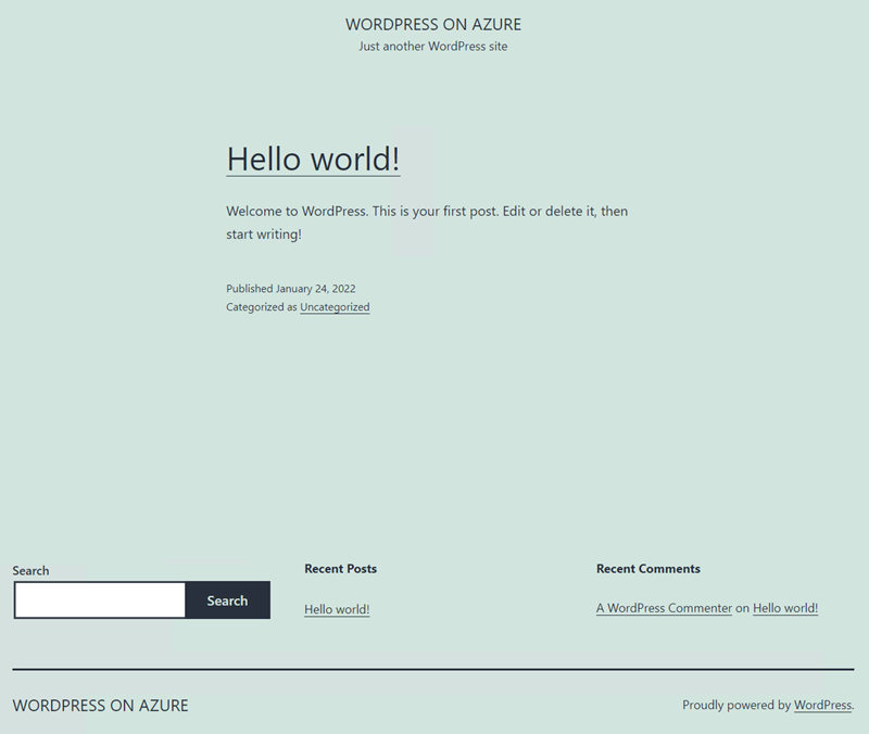 Schermopname van WordPress-site.