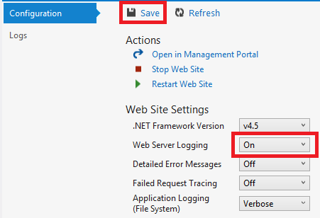 Logboekregistratie van webservers inschakelen