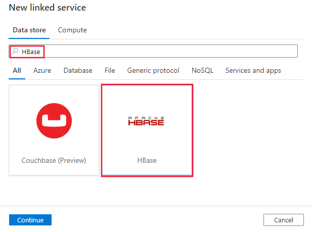 Schermopname van de Hbase-connector.