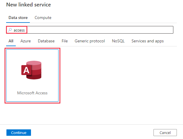 Selecteer de Microsoft Access-connector.