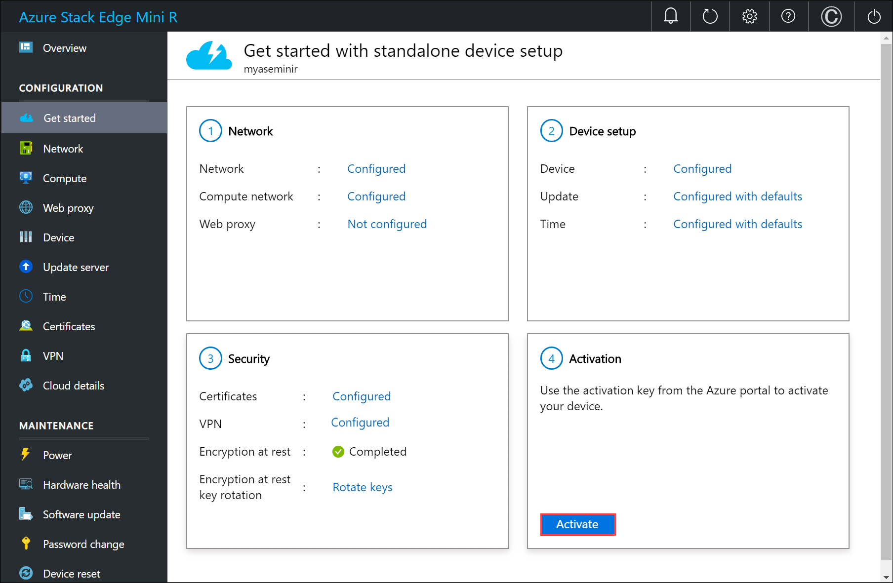 Pagina 1 'Clouddetails' van lokale webgebruikersinterface