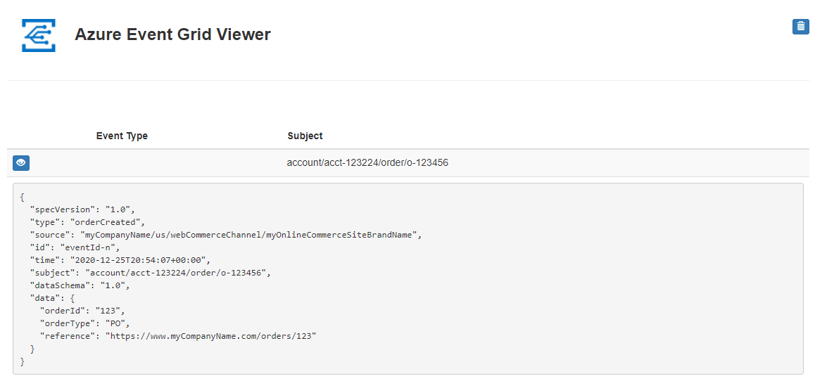 Ontvangen gebeurtenis weergeven in Event Grid Viewer