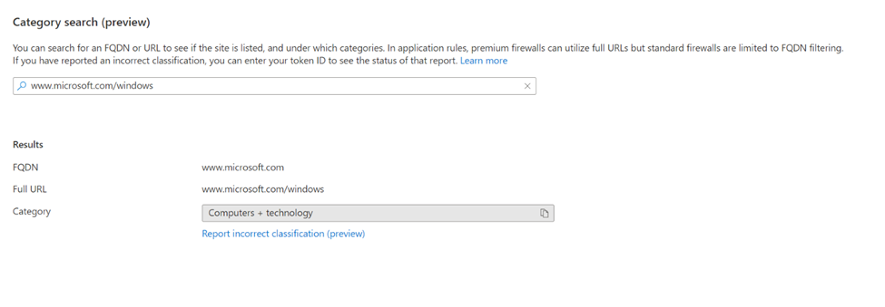 Dialoogvenster Zoeken in firewallcategorie