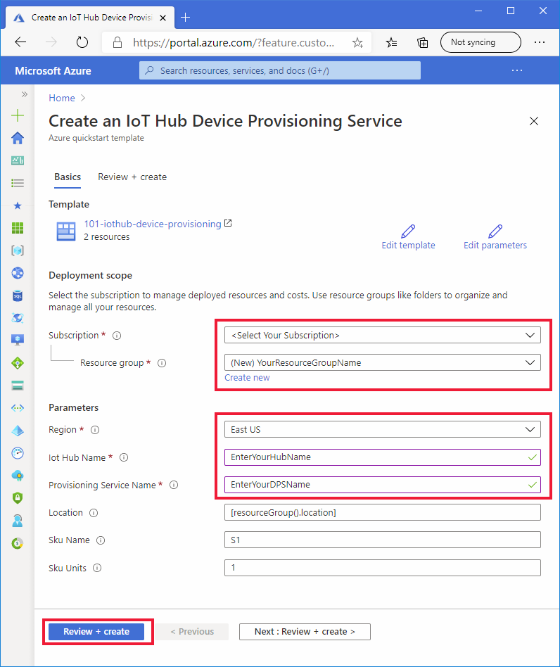 Implementatieparameters van ARM-sjablonen op de portal