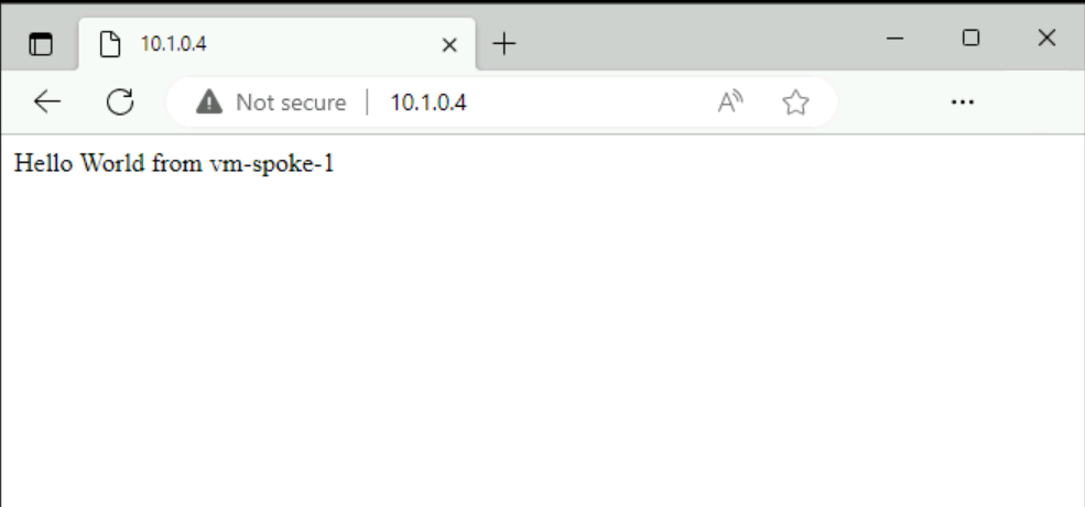 Schermopname van de standaard IIS-pagina op vm-spoke-2.