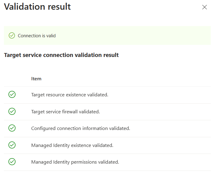 Schermopname van Azure Portal, waarbij de verbinding wordt geverifieerd.