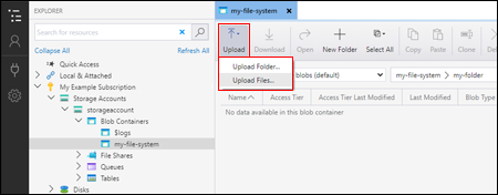 Microsoft Azure Storage Explorer - een blob uploaden