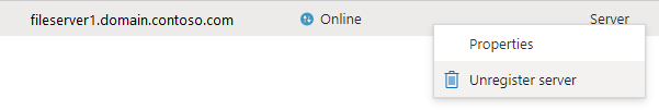 Schermopname die laat zien hoe u de registratie van een server ongedaan maakt.