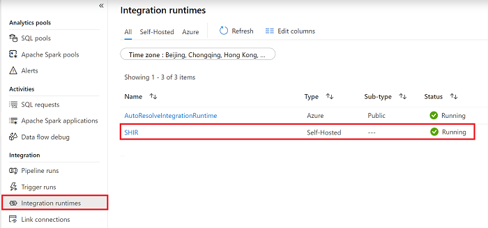 Haal de status van integration runtime op.