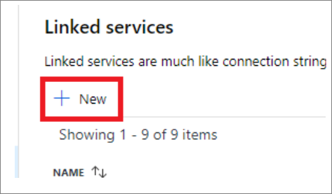 + New Linked services is gemarkeerd.