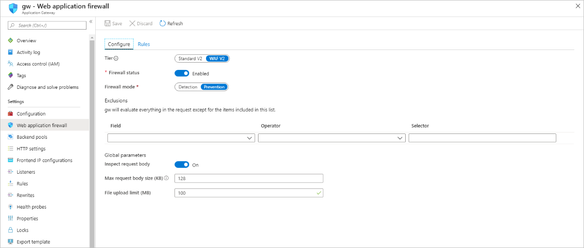 WAF-configuratie