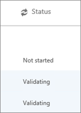 The Data migration page displays migrations status for each user.