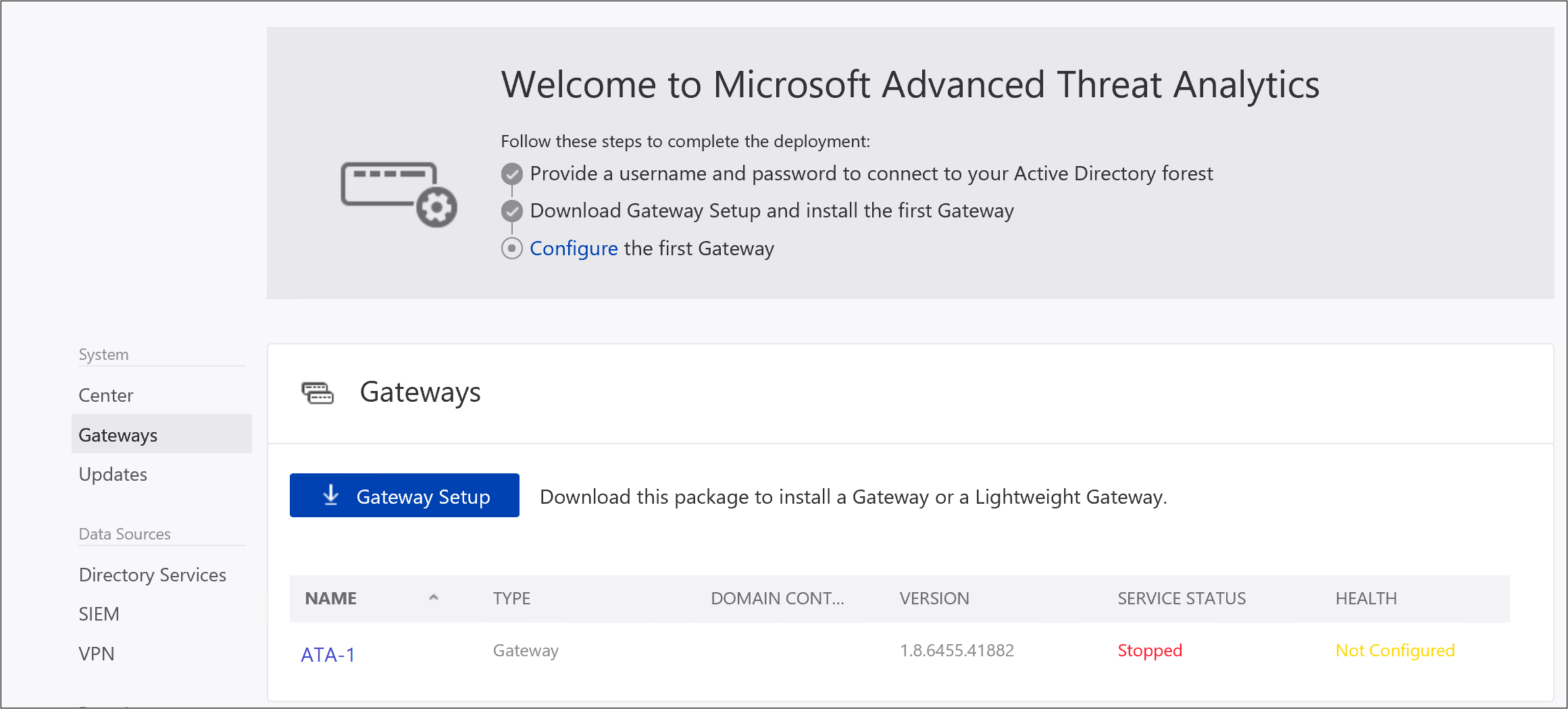 Gateway-instellingen configureren fase 1.