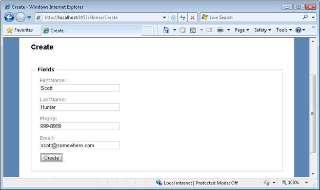 Screenshot shows the Create View.