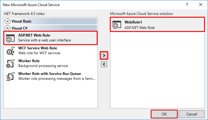 Add ASP.NET Web Role