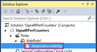 Solution Explorer diagnostics.wadcfgx