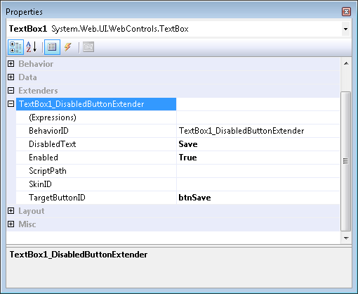 Setting extender properties