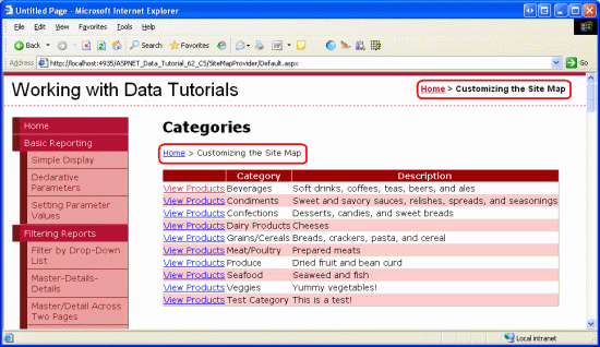 The Breadcrumb Uses the Default Site Map Provider