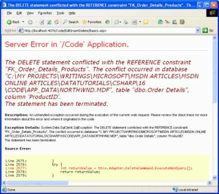 A Foreign Key Constraint Prohibits the Deletion of Products