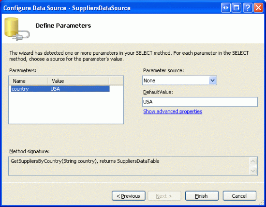 Use USA as the Default Value for the country Parameter