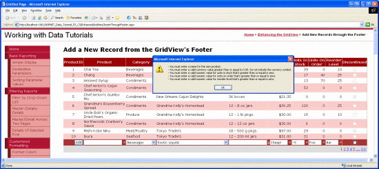 The Add Button s Postback is Short Circuited if There is Invalid Data in the Inserting Interface