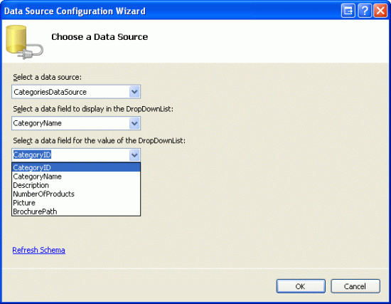 Bind the DropDownList to the CategoriesDataSource