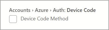 Schermopname van de optie Apparaatcode voor Azure-verificatie.