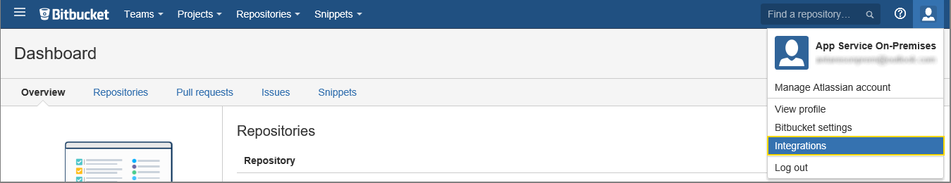 BitBucket-dashboard - Integraties