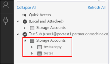 Lijst met opslagaccounts, waaronder Azure Stack Hub-abonnementsaccounts