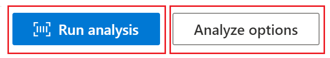 Schermopname van de knoppen Analyse uitvoeren en Opties analyseren in Document Intelligence Studio.