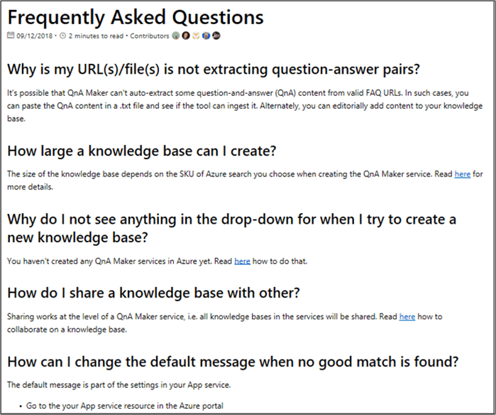 Voorbeeld van pagina Eenvoudige veelgestelde vragen voor een knowledge base