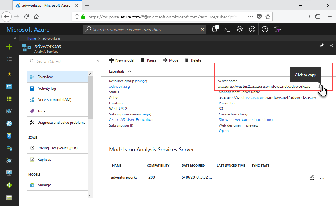 Servernaam bepalen in Azure